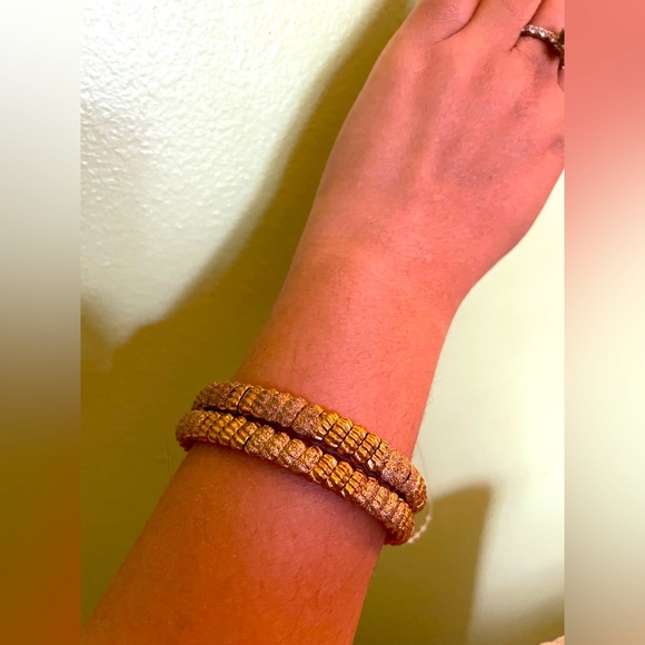 2 Piece Gold textured Bracelet set - Picture 2 of 6